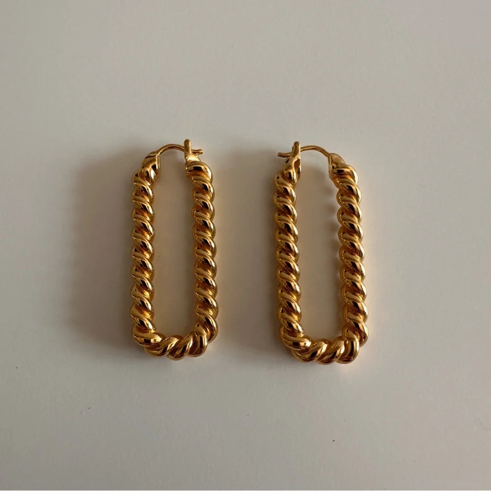 Missoma London 18k plated Twisted Rectangle Hoop Earrings